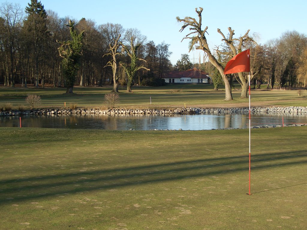 Golf Club Hanau Wilhelmsbad - View towards Clubhouse from Green No 4 on a cold day in january by Dieter Hoffmann