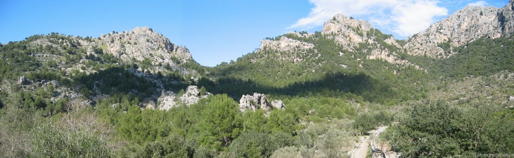 Panoramablick hinauf zum Pass Coll de Biniamar by Andreas Schwope