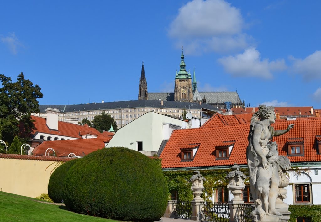 Prague, Vrtbovská Garden, view of Prague Castle by DanaSun