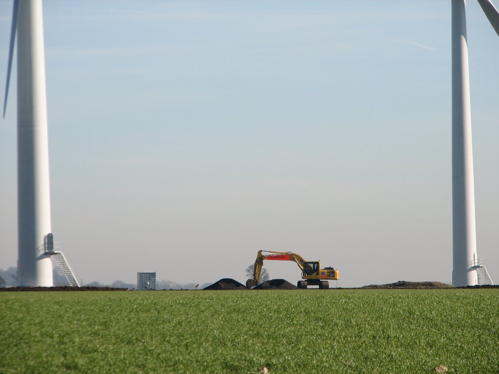 Digger & windmills by Phil Bunce