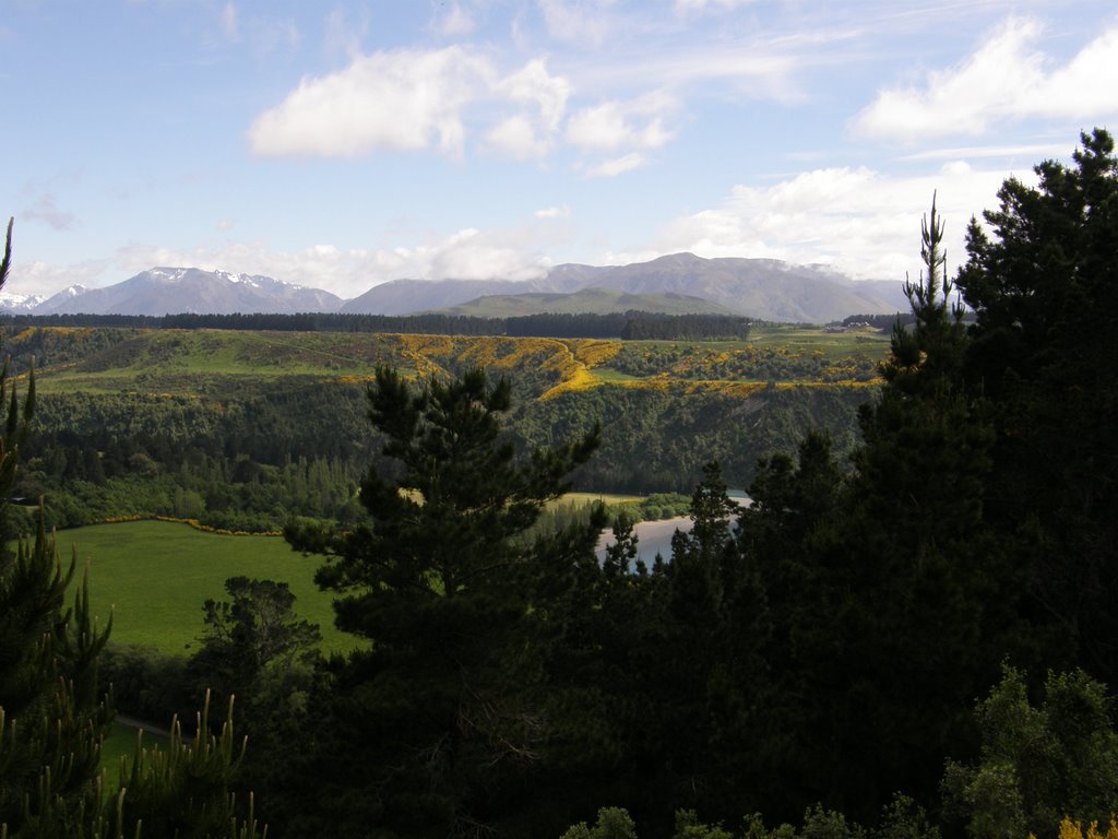 Northward view of Rakaia Gorge, NZ by kaarvea