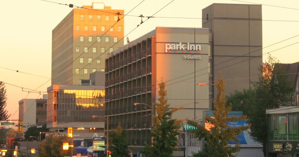 Looking Down Broadway At Sunset In Vancouver Sep '12 by David Cure-Hryciuk