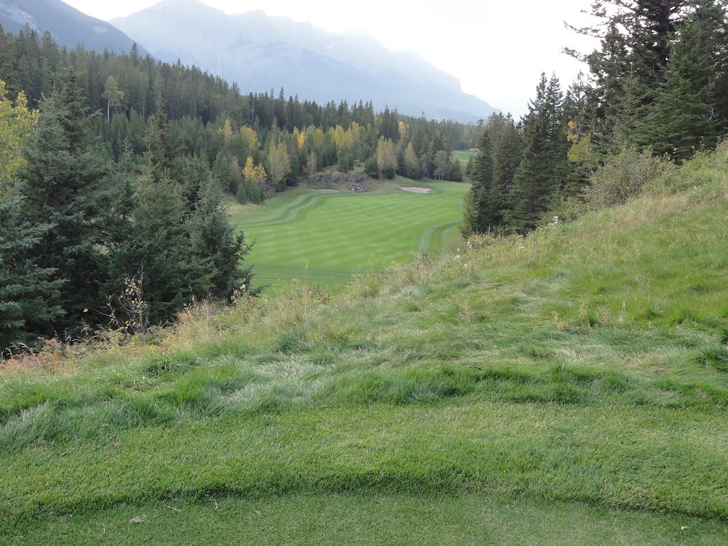 Long way to fairway on Number 1. hole Golf course Canmore...! by Tony Sterl