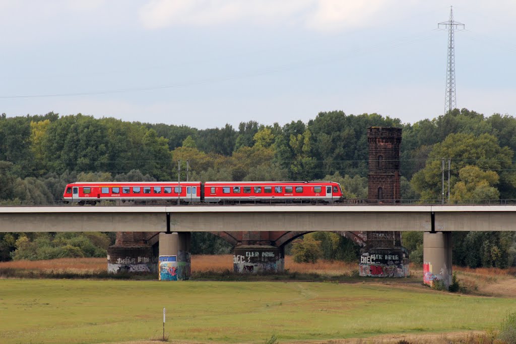 Hammer Eisenbahnbrücke, Neusser Seite aus Sicht der Josef-Kardinal-Frings-Brücke (Südbrücke) by Bernd Bruns