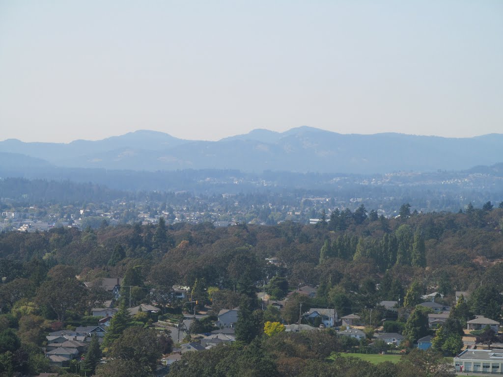 Contrasting City And Mountain Views From Craigdarroch Castle In Victoria BC Sep '12 by David Cure-Hryciuk