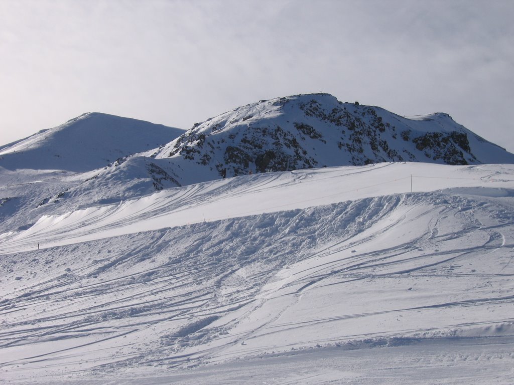 Ski Tracks Towards the Summit of Marmot Mountain in Jasper, AB by David Cure-Hryciuk