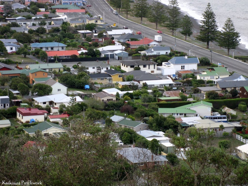 NEW ZEALAND, SOUTH ISLAND - "Patchwork"-view of the town Kaikoura by Maro Vinci