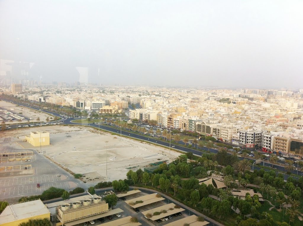 Aerial View from Hyatt Regency 45th Floor Al Dawaar Revolving Restaurant Dubai by Abu Aqeel