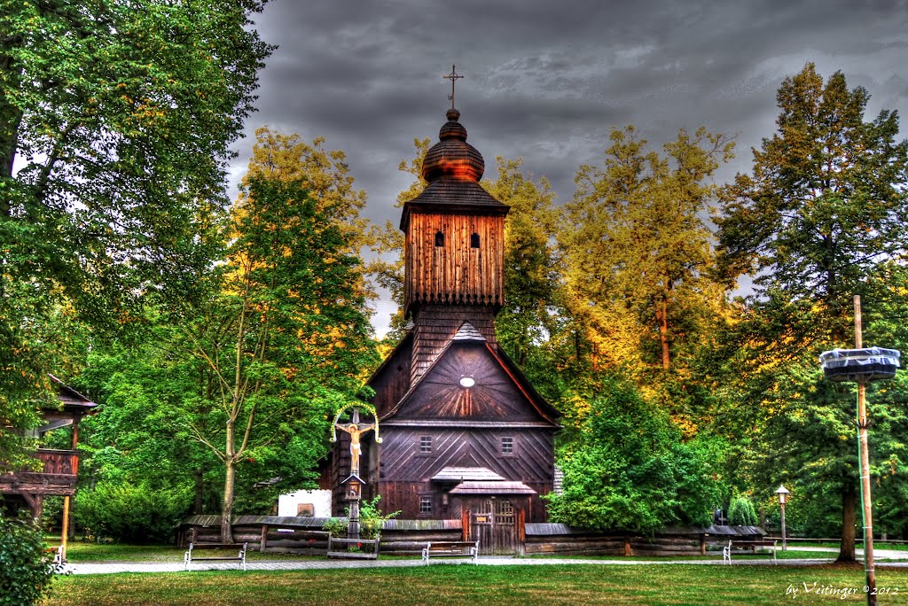 The church in evening Sunlight by Veitinger