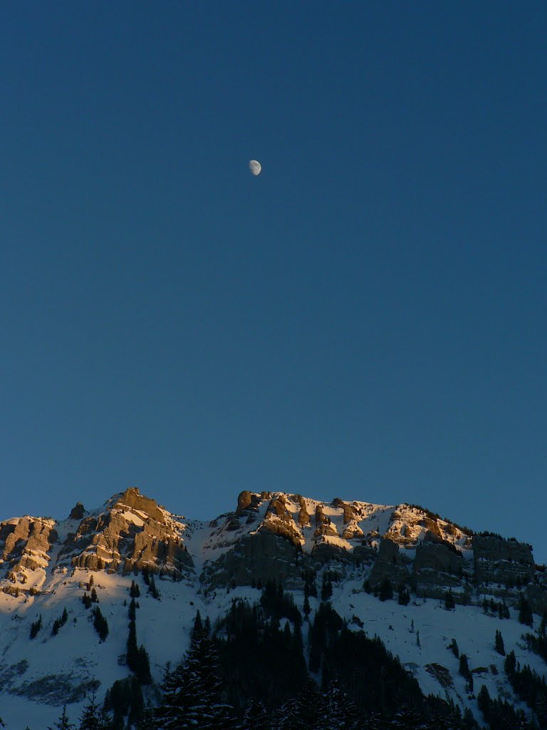 Innereriz, Winterabend mit Mond by Bruno Conti Rossini