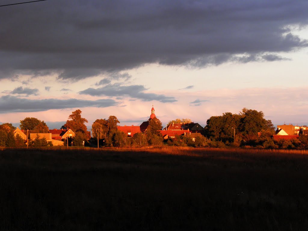 The village in the setting sun by Borys Godunow