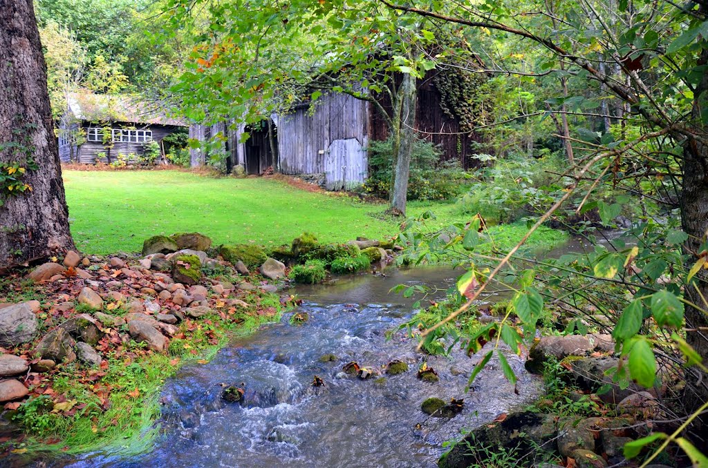 Barn and Creek at the Winery by Pete Pantsari