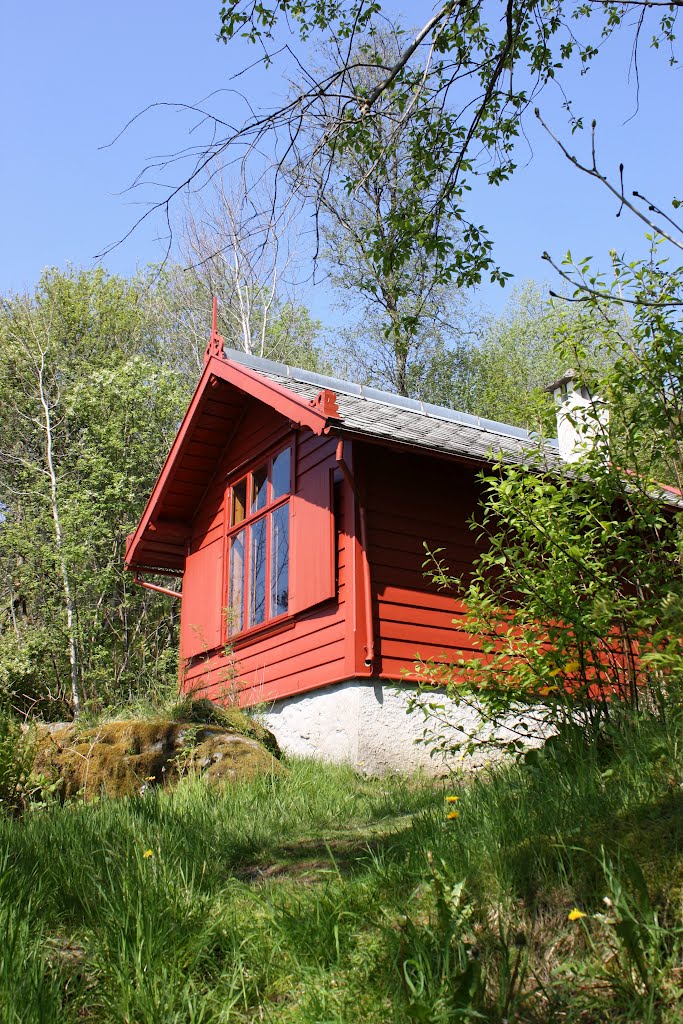 The beautiful red cabin in springtime by Mona Lygre