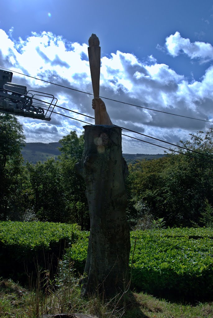 The Path Up To The Heights of Abraham in Matlock Bath, The Olympic Torch Monument by Rob Shelton