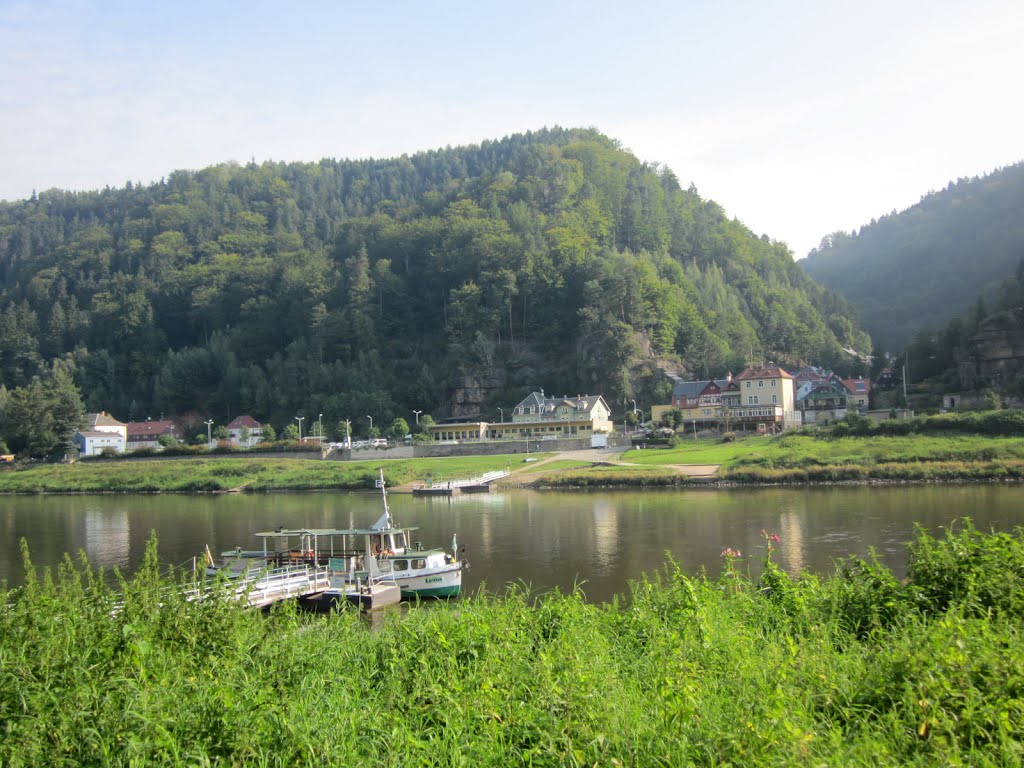 Ferry over the Elbe and Schmilka, just north of the Czech border. Sachsen, Germany. by Maarten Sepp