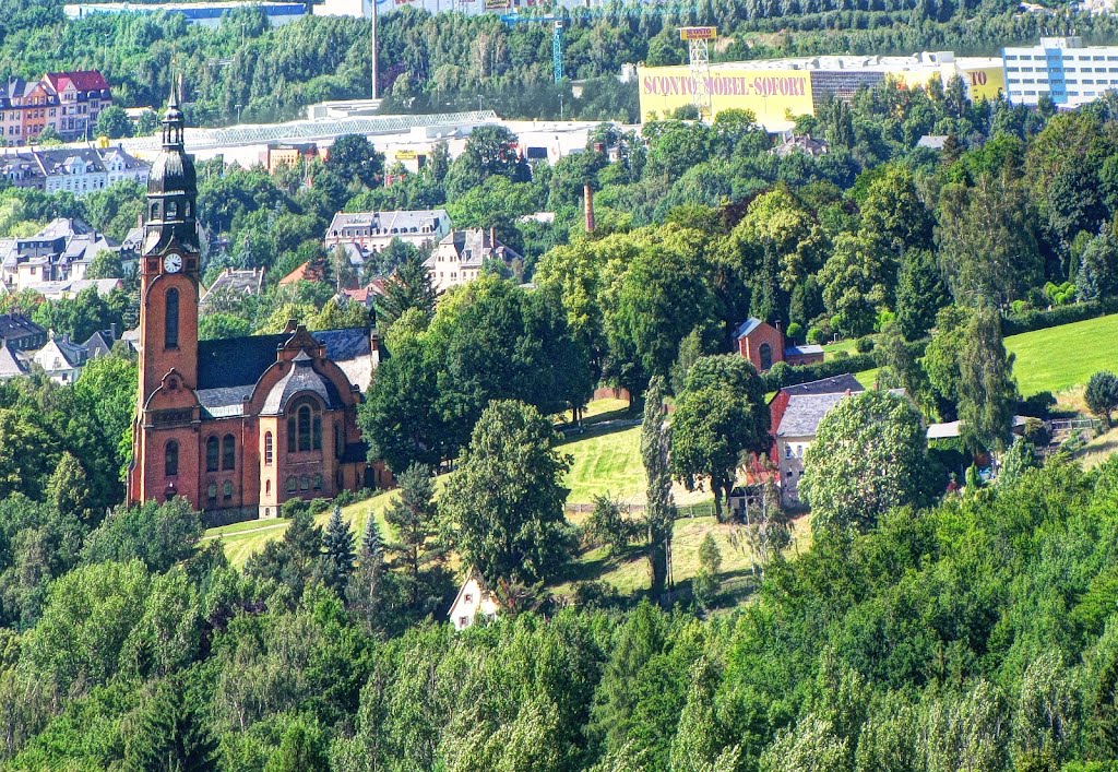 Chemnitz - Blick vom Aussichtspunkt in Berbisdorf auf Harthau und zum Altchemnitzer Einkaufscenter by Rudolf Henkel