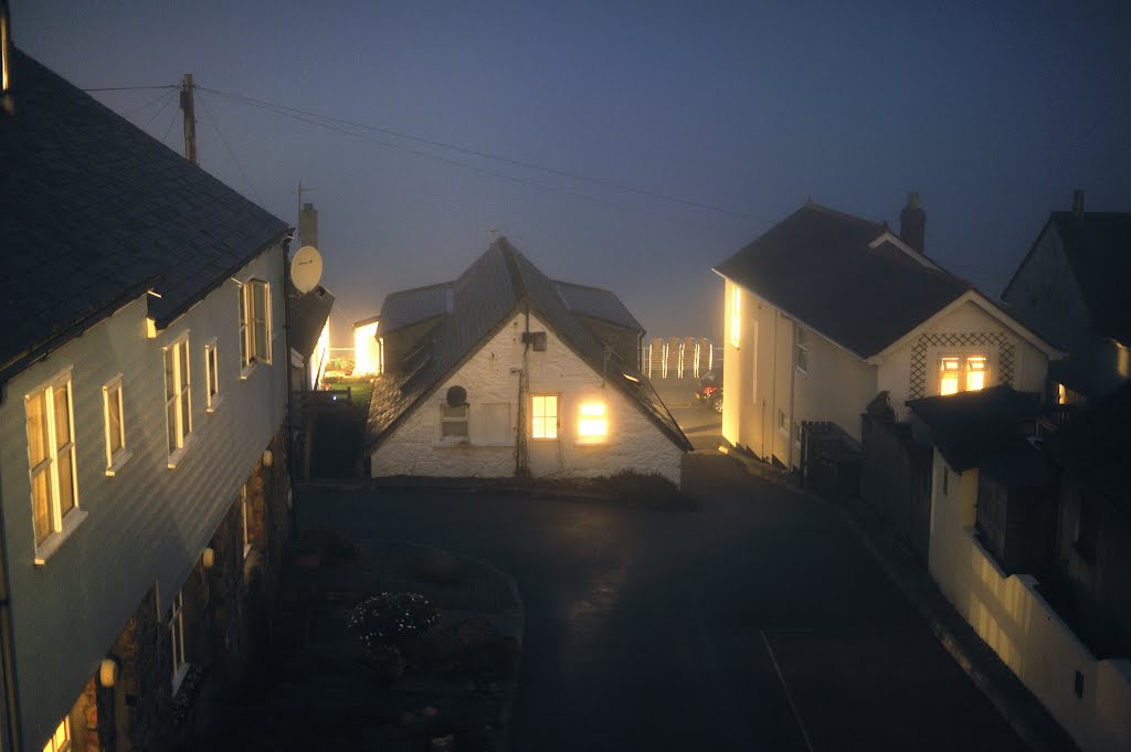 The view from our balcony ~~ the sea is immediately behind the road at the bottom by Nick Weall