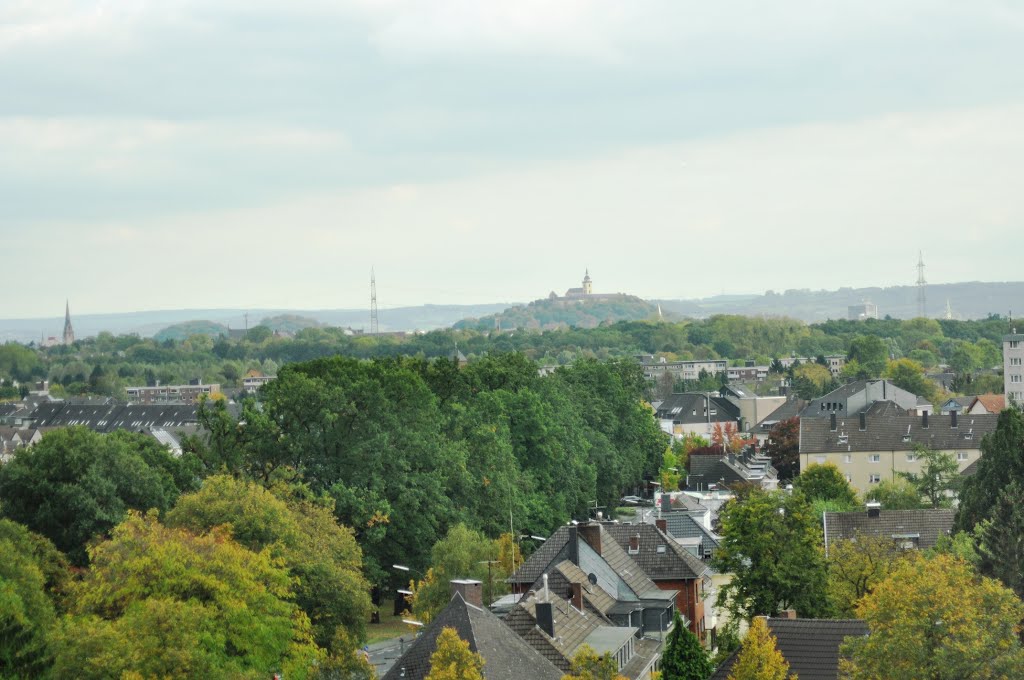 Siegburg / Germany: The "Michael's mountain", seen from the town of Troisdorf. Photographed in October 2012. Der Michaelsberg in Siegburg, gesehen aus Troisdorf. Abgelichtet im Oktober 2012 by © "Earth Views"