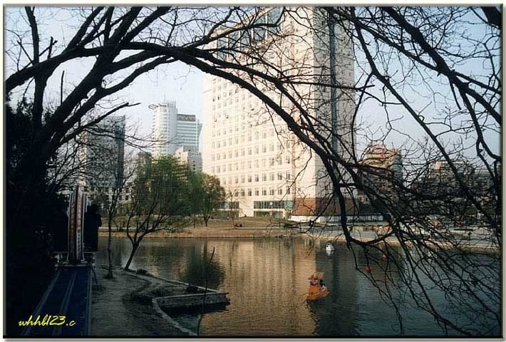 中山公园后湖的——夕阳晚景！傍晚时分在此散步不错，出去就是新华路了 by hhyyjj163