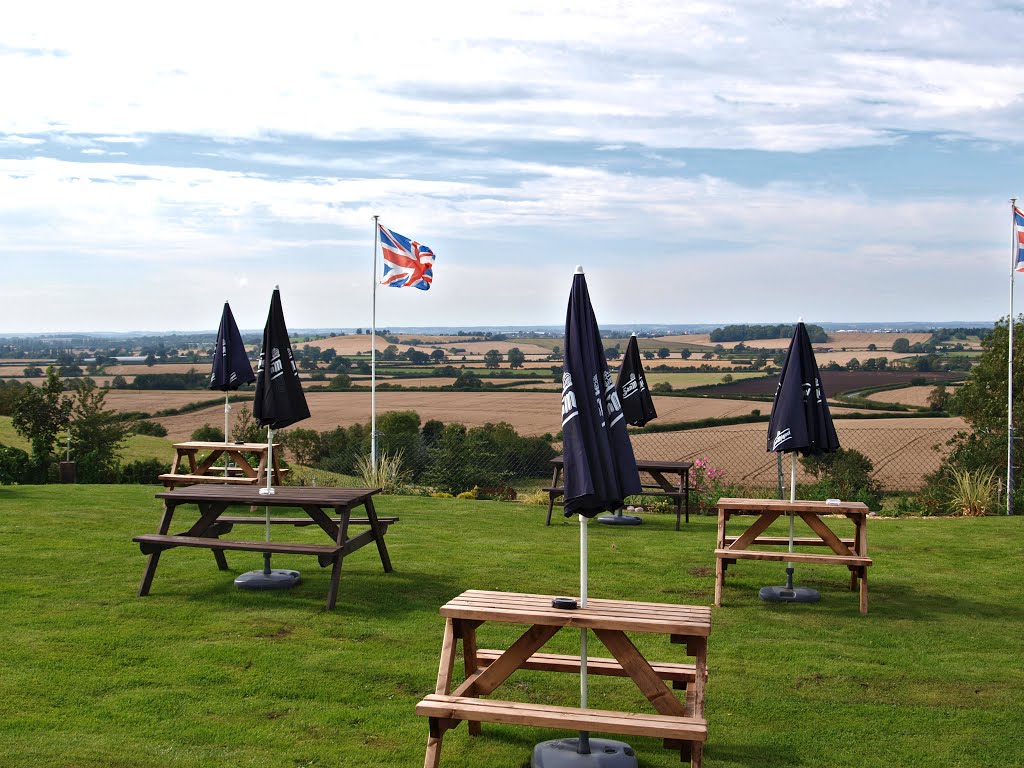 View NW from the White Hart beer garden, with the town of Royal Leamington Spa in the middle distance. by andrewsbrown