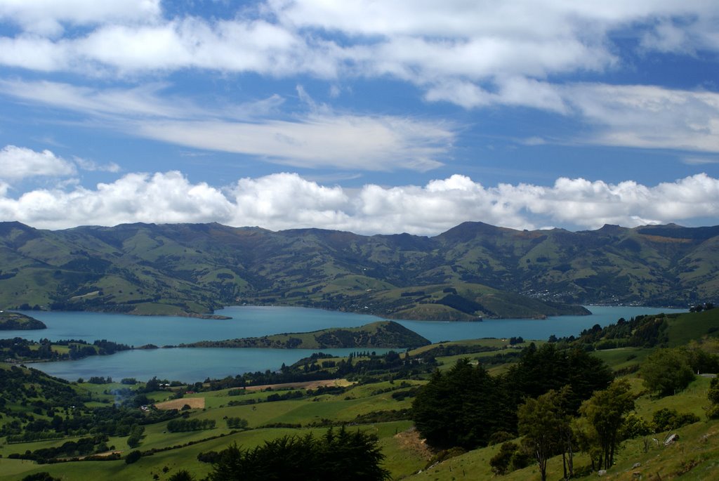 Akaroa Harbour from Christchurch Road by Peter & Shelly