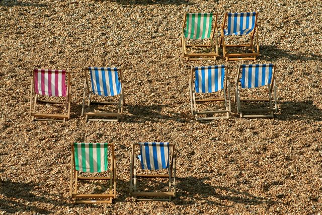 Deckchairs on Brighton Beach by andylepki