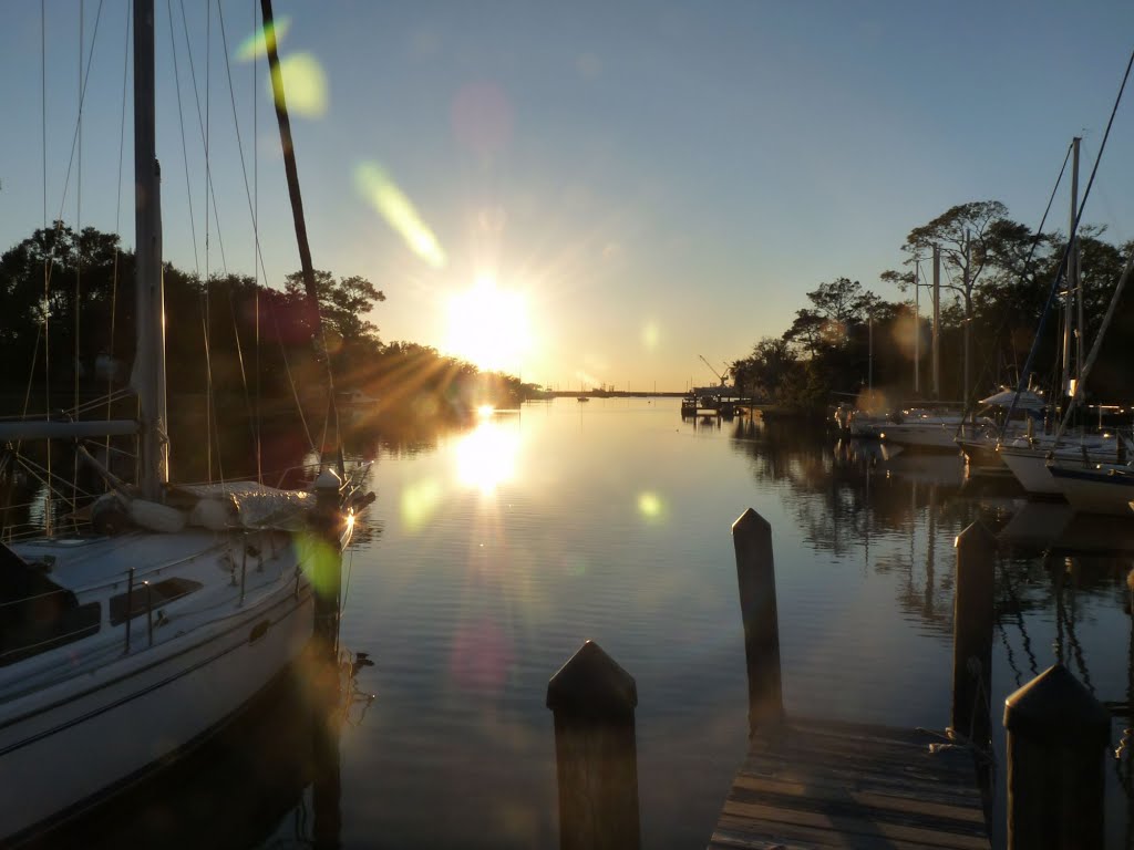 Sunset in Pascagoula, Mississippi by januszl