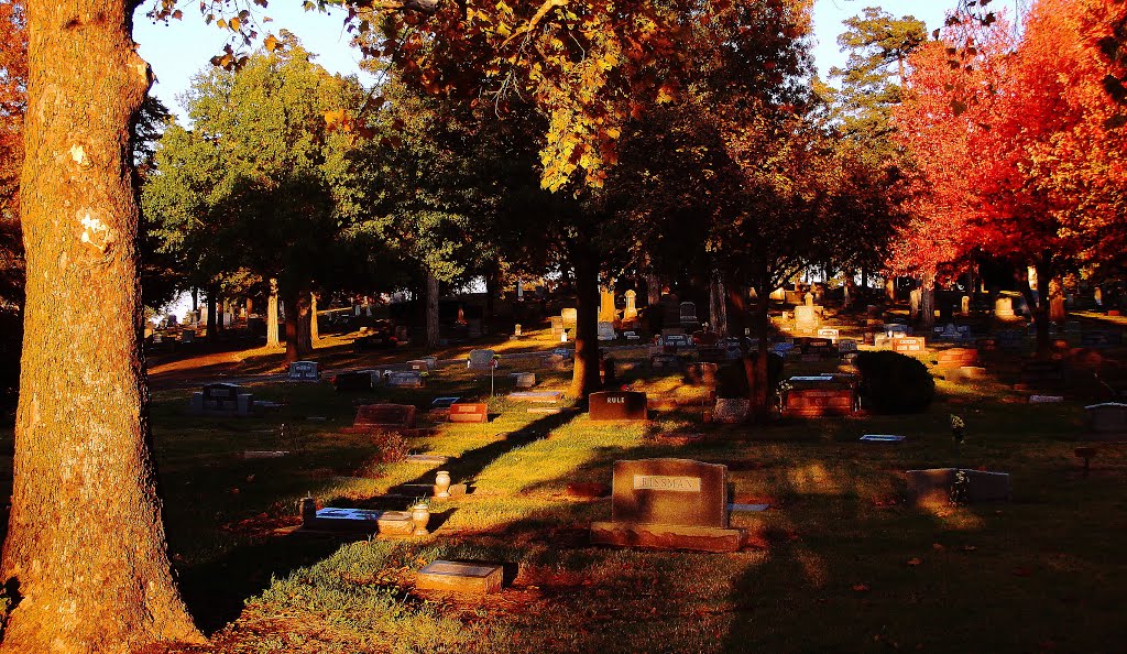 Oak Hill Cemetery Sunset Shadow by Juan Brown