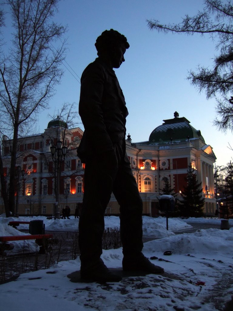 Statue near Irkutsk Dramatical Theatre by Steven Mann