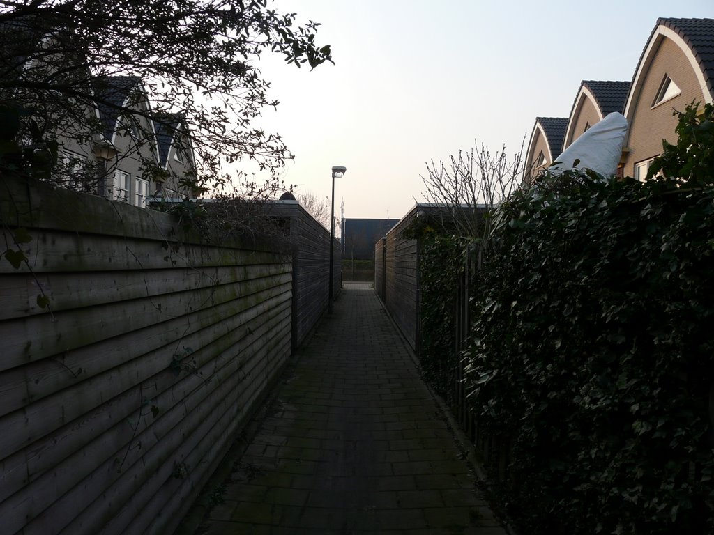 Achterpad tussen Dagbouw en Stedenbouw (wijk Leebrug 1), Houten by David Jimmink