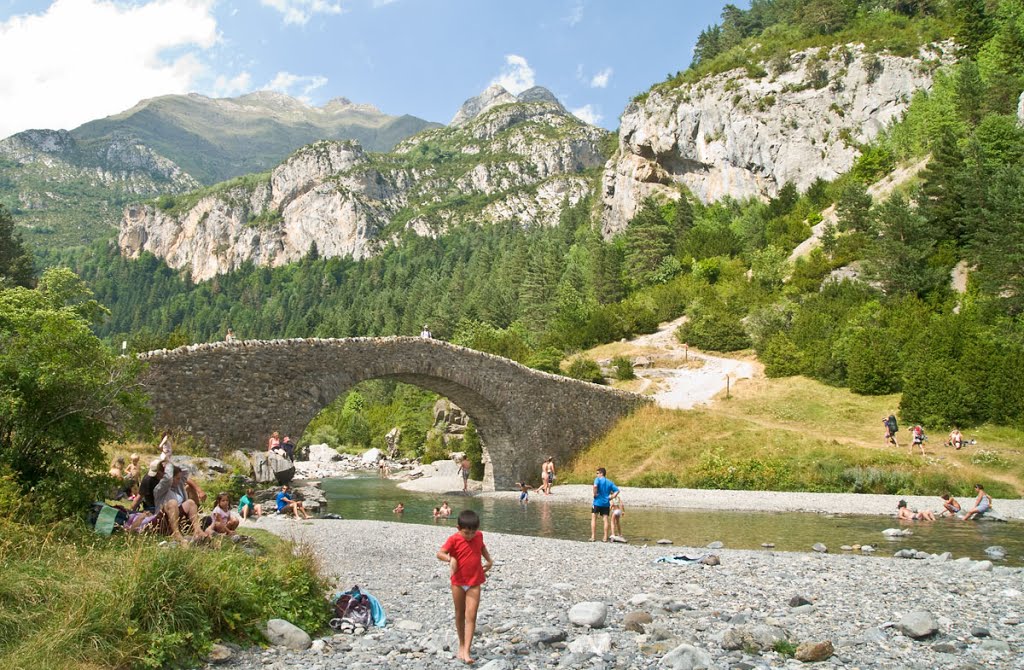 Puente romano. Río Ara. Valle de Bujaruelo. Torla. Huesca. Pirineos. by Bartolomé Muñoz