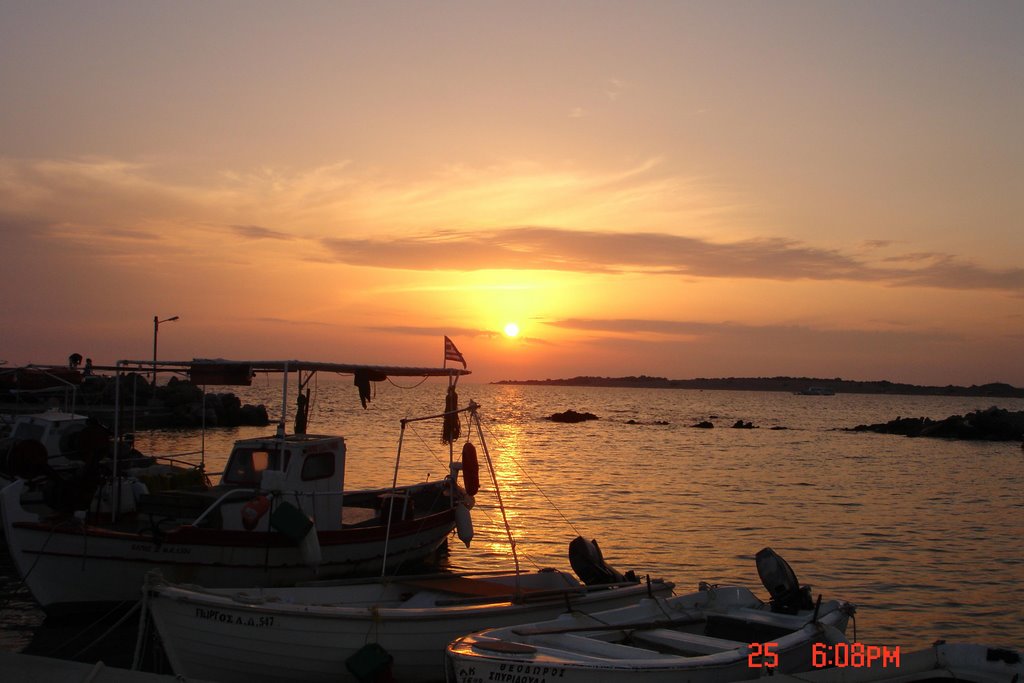 Sunset over the harbour at St George South by gary walton