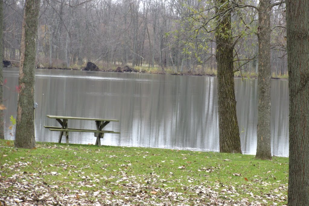 Lonely picnic bench on Tupper Lake by UnagiUnagi