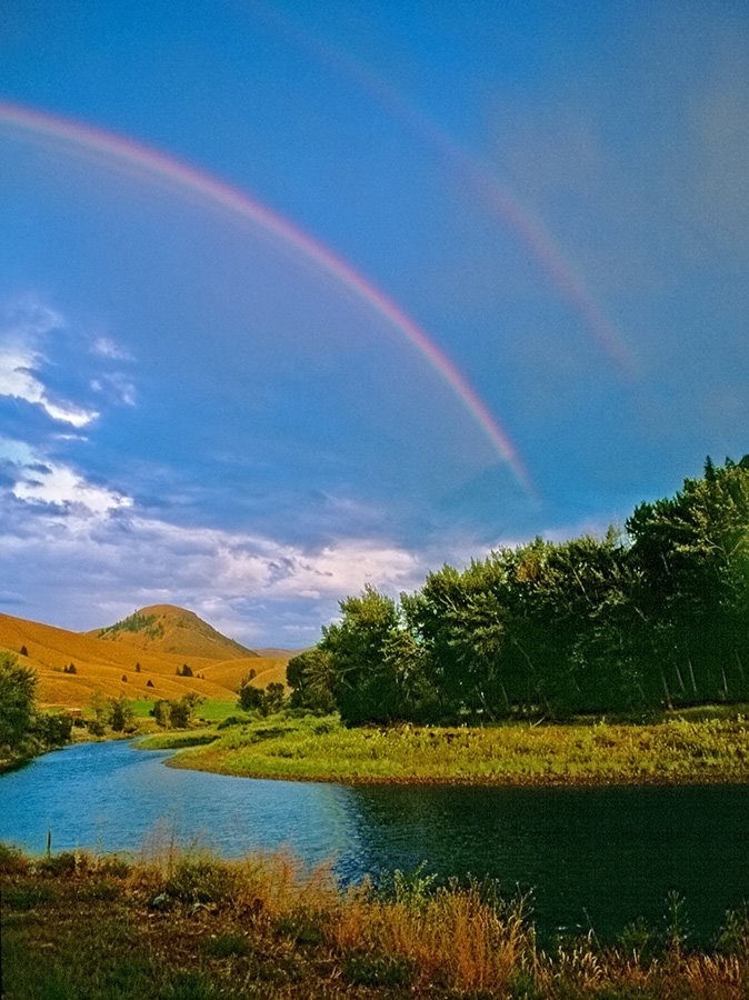 Double rainbow over the Salmon River near North Fork by Ralph Maughan