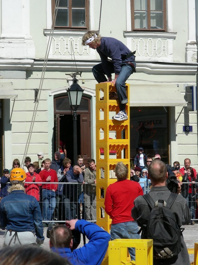 Beer Crate Stacking Competition in Tartu, Estonia by Louis Zezeran