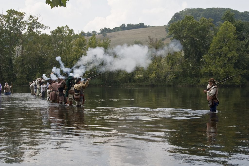 The Overmountain Men cross the Watauga by Doug Roach