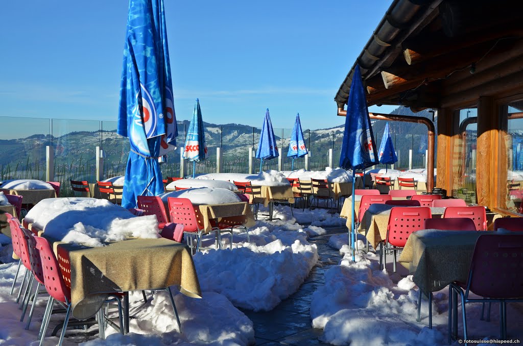 White surprise - when seasons change suddenly (restaurant *Chemihütte* in Aeschiried, above Lake Thun) by kurt.fotosuisse