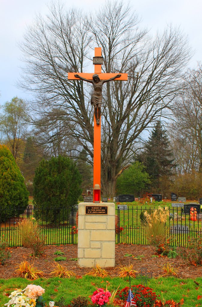 Crucifix at St. Joseph Cemetery, 9425 Whittaker Road, Augusta Township, Michigan by Dwight Burdette