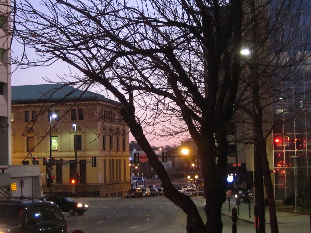 The old Omaha Library at night by mollycatgo