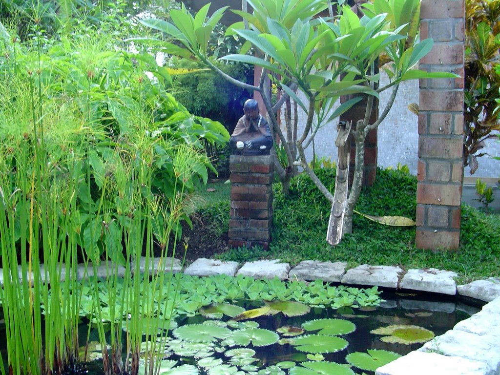 Sanur, Hotel Puri Kelapa, Pond and Statue Buddha by Jan Hoppe