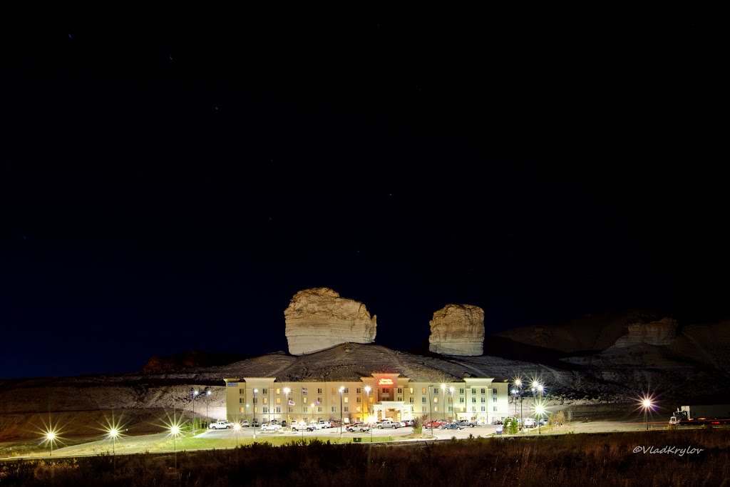 Sky with stars. Ursa Major or Big Dipper above the Hampton Inn, Green River, WY. by VLAD KRYLOV