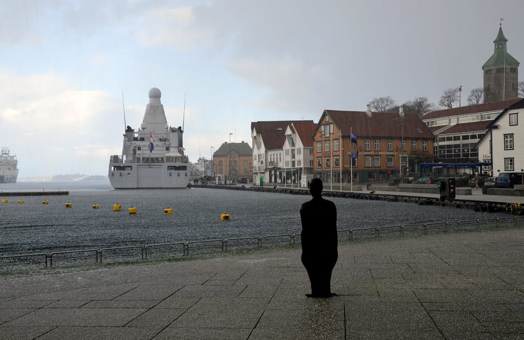 The Broken Column. Rain and hail at Stavanger harbour by Amelia Royan