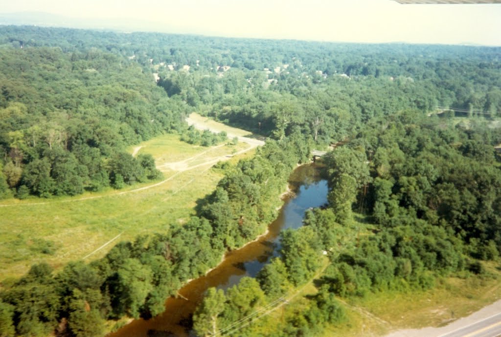 Aerial Photo - Wappinger Creek and Jackson Road, Departing Runway 24 at Dutchess County Airport, Wappinger, NY by Scotch Canadian