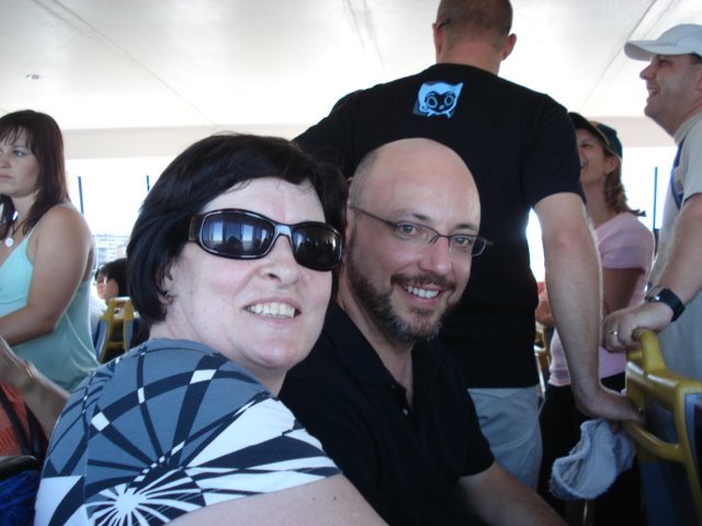 Ger and Graham on the ferry by Grub