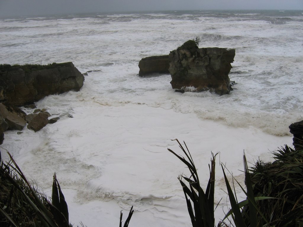 Raging Sea at Pancake Rocks by dazoelry