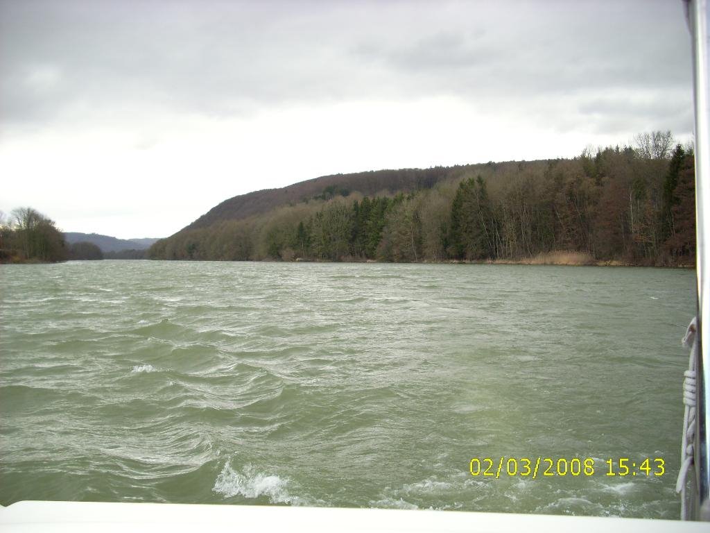 Auf dem Rhein oberhalb Rümikon an einem windigen Tag by Hardy