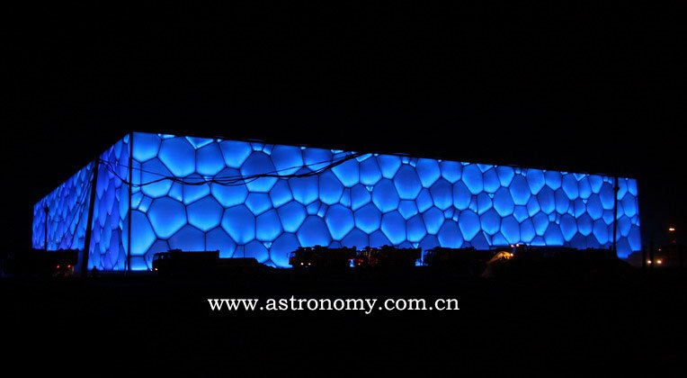 Water Cube on the night of Mar 2, 2008 with light on by chinabootes