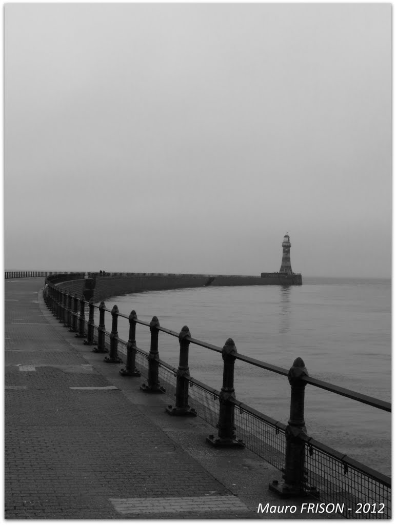 Sunderland, Rocker Pier Lighthouse in a rainy day by Mauro Frison