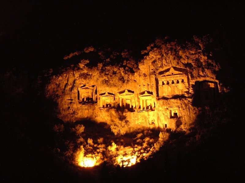 Rock Tombs At Night, Dalyan by Phil Lewis