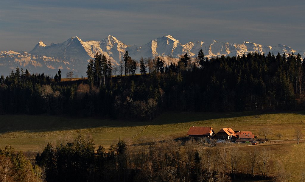 Eiger, Mönch and Jungfrau from Ulmizberg, Bern, CH by geir-ole